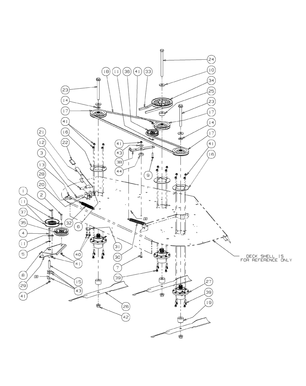Deck Spindle Assembly 72-Inch Diagram and Parts List for S7237-KW 53AI8DU8050-37HP Cub Cadet Lawn Tractor